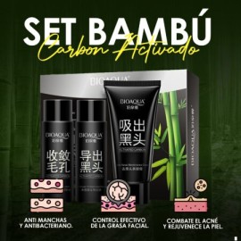 Set de carbón activado con bambú para quitar puntos negros