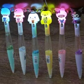 Pak de 4 plumas kawaii con gliter y luz
